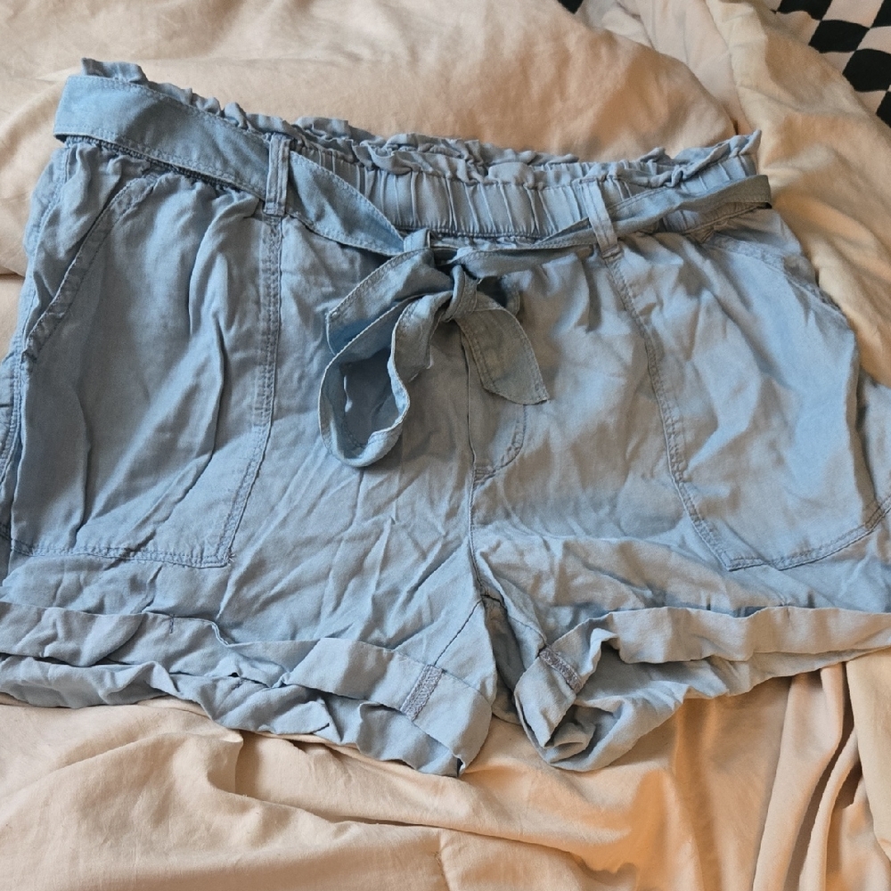 Aerie Blue Shorts with Paperbag Waist Size LARGE NWT